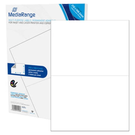 MediaRange öntapadós címke 210x148.5 mm - fehér