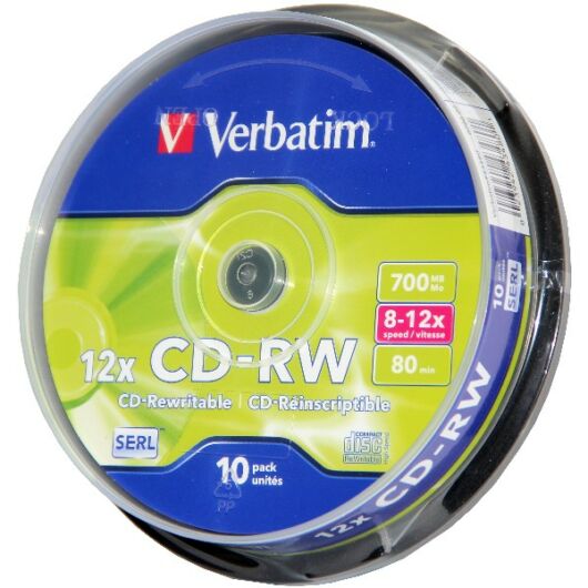 Verbatim CD-RW 12X Lemez - Cake (10) - 43480