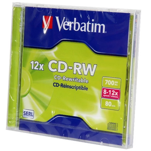 Verbatim CD-RW 12X újraírható lemez 700MB - normál tokban (1)