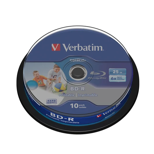 Verbatim BD-R Datalife Blu-Ray lemez 25 GB 6X nyomtatható - cake (10 db)
