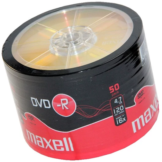 Maxell DVD-R 16X lemez 4,7 GB - 50 db Shrink csomagolás
