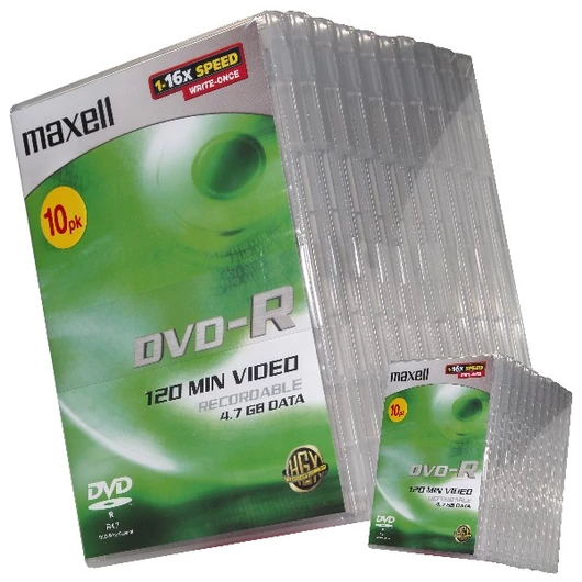 Maxell DVD-R 16X Lemez, Super Clear DVD Tokban (10) - D542