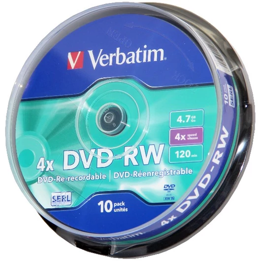 Verbatim DVD-RW 4X Lemez - Cake (10) - 43552