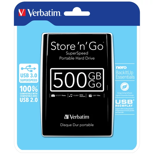 Verbatim Store N Go 500GB Hdd, Külső Merevlemez, 2,5