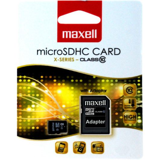 Maxell 8GB Micro SDHC Memóriakártya Class 10 + Adapter - 854716_00_TW
