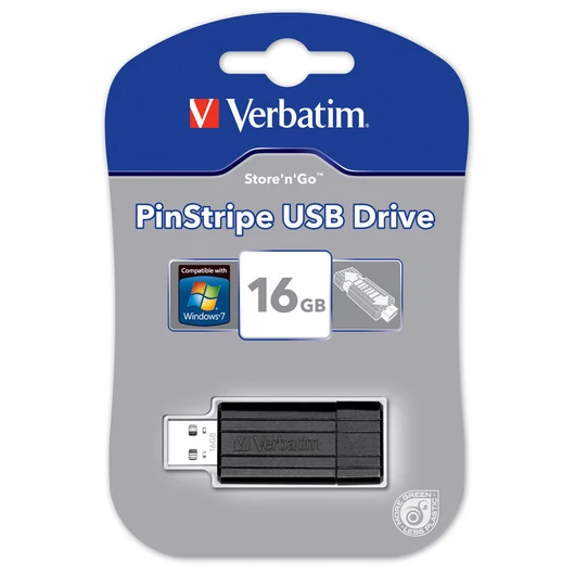 Verbatim Pinstripe 16GB Pendrive USB 2.0 - Fekete - 49063