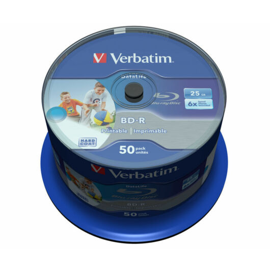 Verbatim BD-R 6X 25 gB Htl Teljes Felületén Nyomtatható Blu-Ray Lemez - Cake (50) - 43812