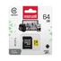 Kép 1/2 - Maxell Yellow 64GB micro SDHC + adapter CL10 (80 MB/s olvasási sebesség)