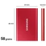 Kép 8/9 - SAMSUNG T7 Külső SSD 500GB USB 3.2 Gen.2 Type-C Piros
