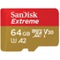 Kép 2/2 - SanDisk Extreme 64GB Micro SDXC CLASS 10 UHS-I U3 A2 V30 + Adapter (170/80 MB/s)