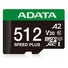 Kép 3/3 - Adata Speed Plus micro SDXC + adapter 512GB CL10 UHS-I U3 V30 A2 (180/160 MB/s)
